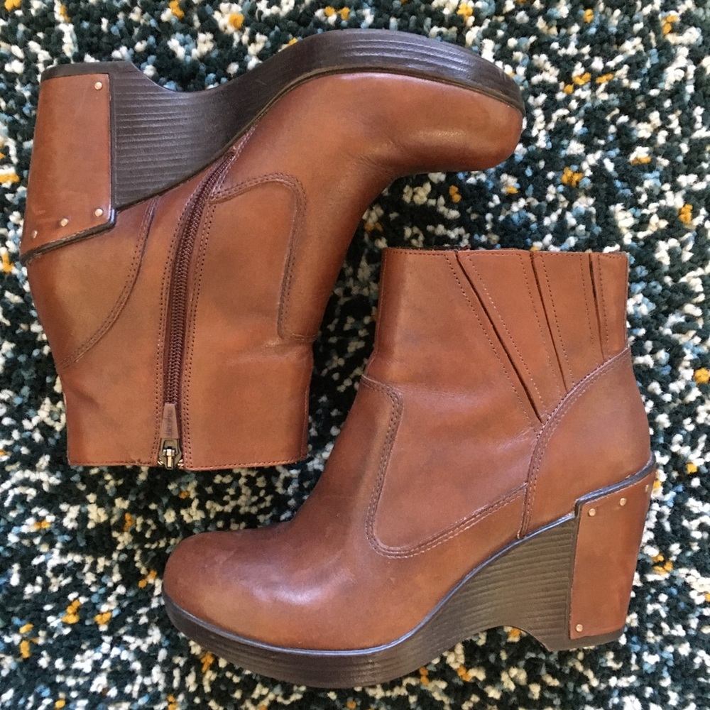 Dansko Ankle Boots, “Faith” Wedge, Leather (38)